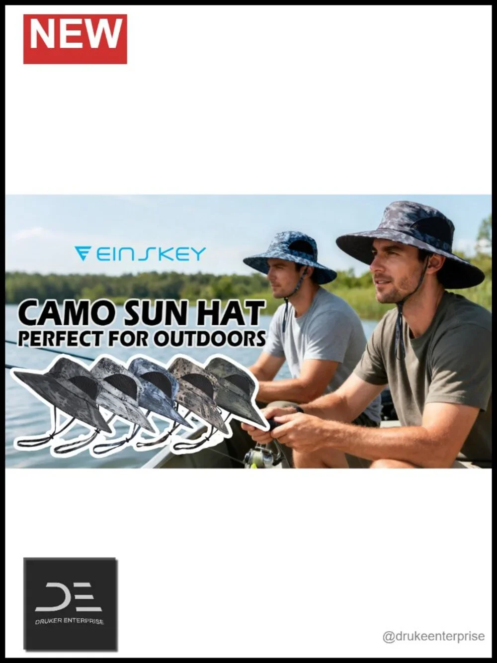 Wide Brim Sun Bucket Hat, UPF 50+ UV Protection, Adjustable Chin Strap,